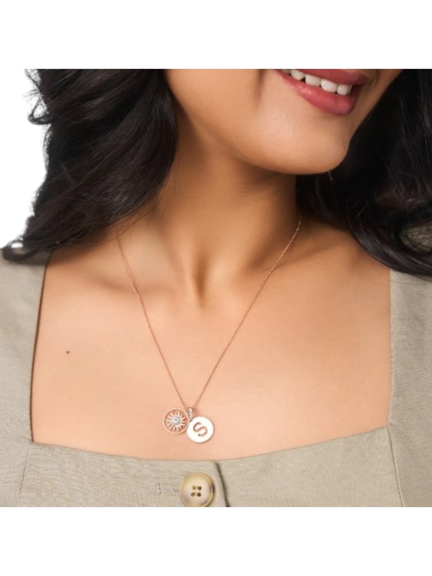 Trendy Evil Eye 925 Sterling Silver CZ Stone Rose Gold Plated Pendant With Chain For Women By Kesardeep